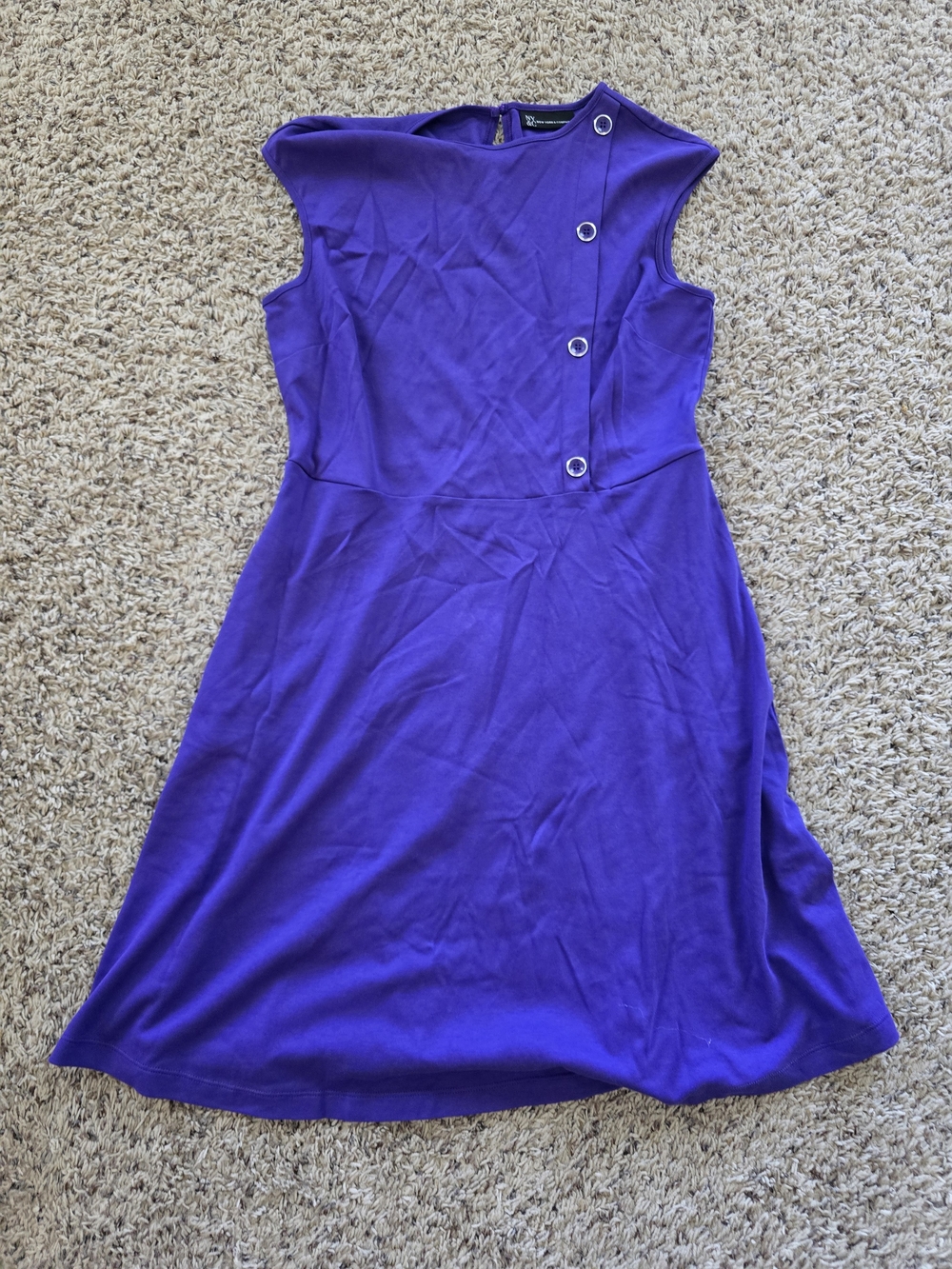 New York & Company Sleeveless Purple Midi Dress with Grommet Buttons L Tall